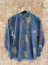 Vintage 90s  Multicolor Faded Paisley Patchwork Long Sleeve Shirt Size L